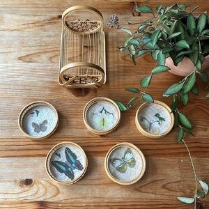 Vintage Butterfly Rattan Coasters